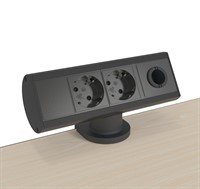 Axessline Desk - 2 socket typ F, 1 kabelgenomföring, svart